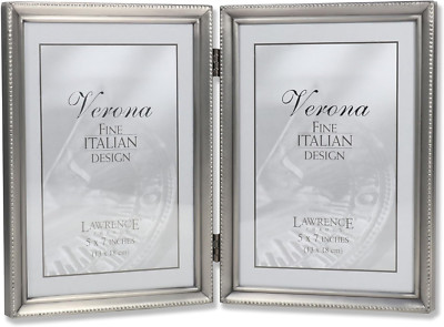 Bead Border Design, 5X7 Double, Pewter
