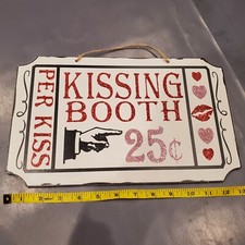 Valentine's Day Kissing Booth Ticket Wall Hanging Sign