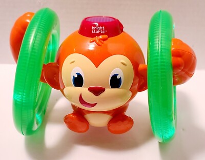 Bright Starts Roll Glow Monkey Crawling Baby Toy w Lights Sounds  month+