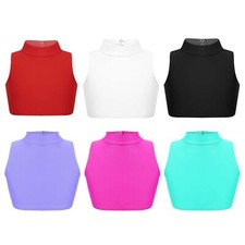 Girls Mock Neck Criss-Cross Back Crop Tops Athletic Dance Sports Bra AU