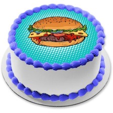 Topper torta commestibile fast food muffin immagine festa decorazione regalo nuovo compleanno