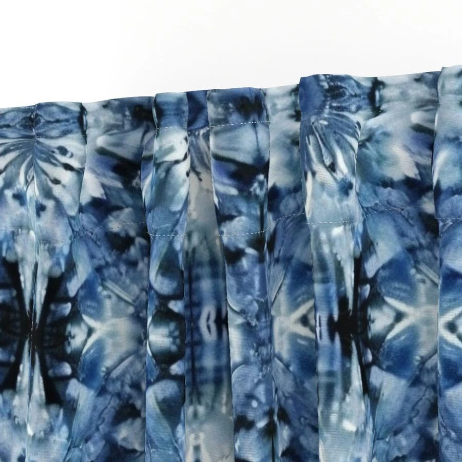 Circle Indigo Tie Dye Abstract Circles Retro Printed Custom Curtain Panel - Image 4 of 4