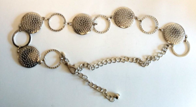 Silver Tone metal chain link belt 90s Silver Tone Round Ring Chain Belt | Chaink Link Belt  main image 3
