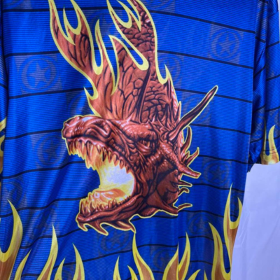 T-shirt Transparent No Boundaries - Dragon In Flames - Taille L - Vintage 90s