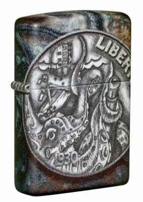 Zippo Windproof Lighter, Pirate Doubloon Coin with Kraken, 49434