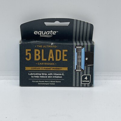 '' BRANDY NEW'' Equate Men's 5 Blade Razor Blade Refills, 4 Ct
