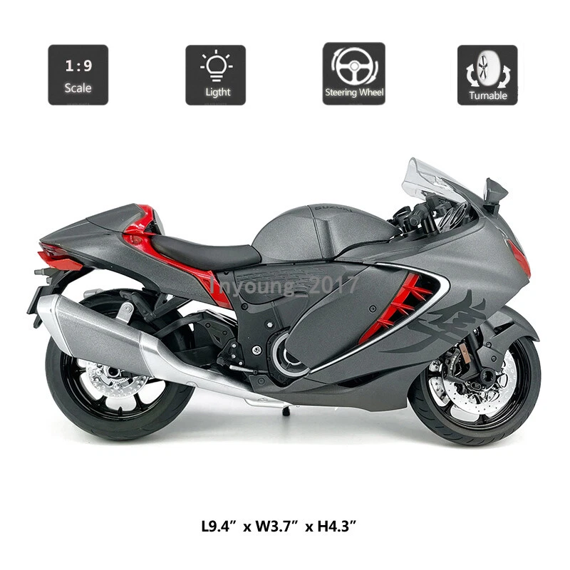 1:9 Scale 2023 Suzuki Hayabusa Motorcycle Model Diecast Toy Motorcycle Gray - Image 2 of 4