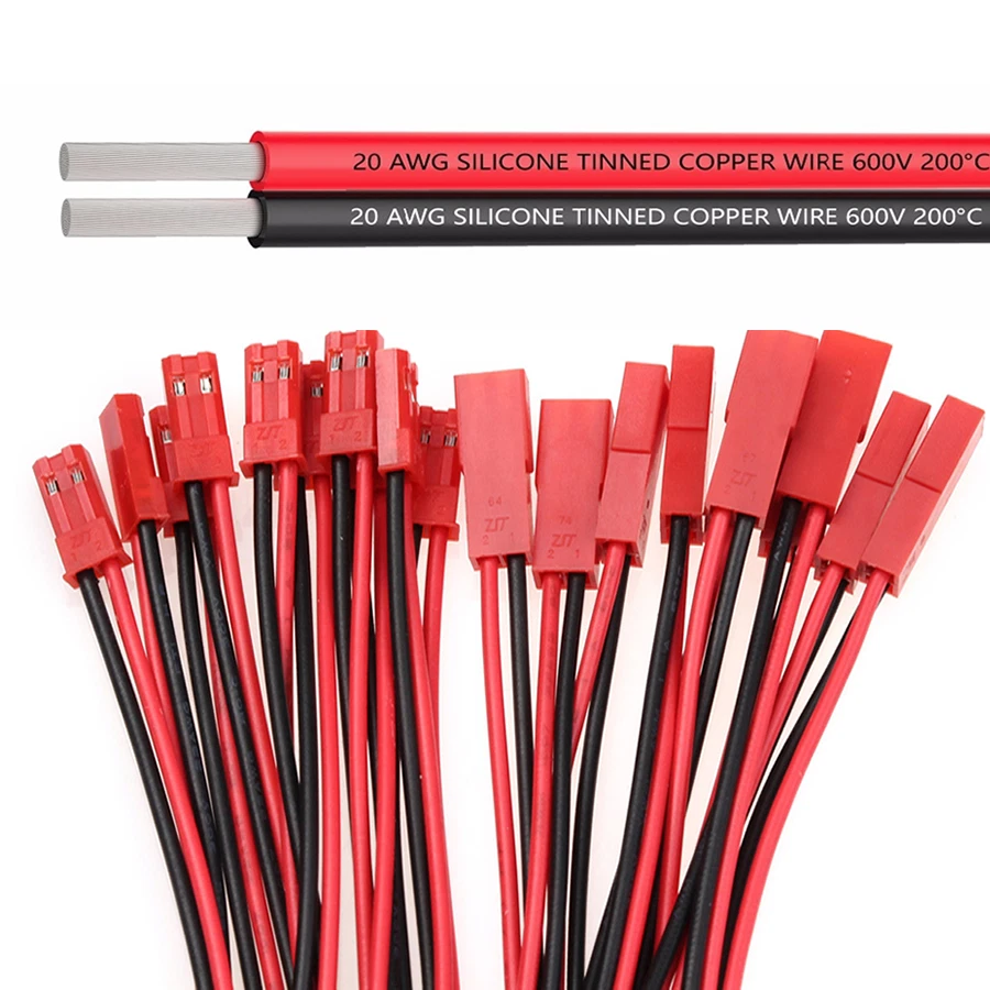 ✅ JST BEC Stecker Buchse 10cm 15cm 20cm 30cm Kabel Lipo Akku 20AWG 2 4 5 10 20 ✅ - Bild 1 von 4