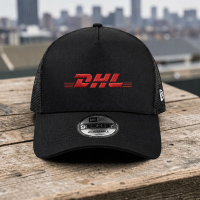 DHL Embroidered Logo Trucker Cap Adjustable Unisex Fit