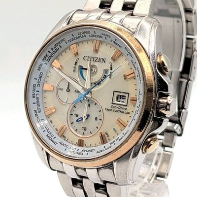 CITIZEN Eco Drive H820 T021701 Watch Solar Men's Round Silver Date