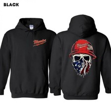 Milwaukee Worker Hoodie   Skull Hard Hat Graphic Hoodie for Contractors