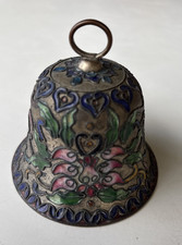 Cloisonné Enamel Floral Bell Ornament 3"
