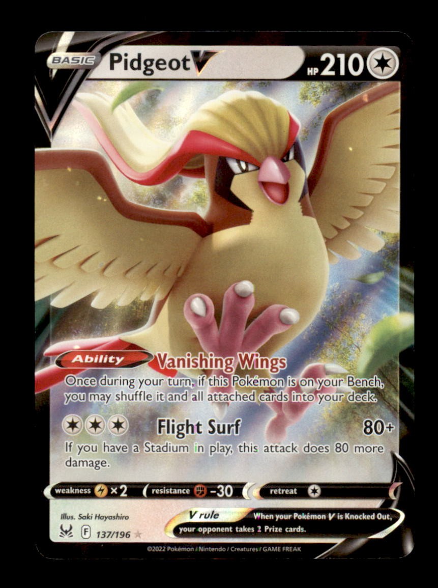 PIDGEOT V 137/196 - HOLO V RARE - LOST ORIGIN - NM/M