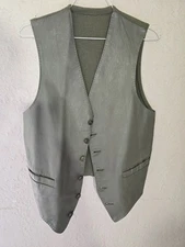 Californian sportwear co vest VINTAGE WESTERN LEATHER FRONT GREEN sz 38