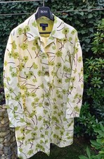 Damenmantel / Regenmantel, Lands’ End, weiß, Blumen,  Größe S /38