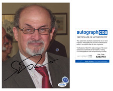 Salman Rushdie Famous Author SATANIC VERSES Signed 8x10 Photo PROOF ACOA A