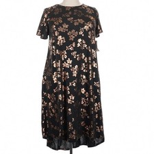LuLaRoe Womens Dress Carly Size 2XL Black Rose Gold Metallic Floral Elegant NWT