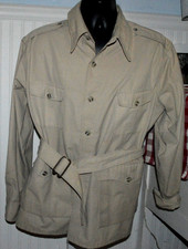 VTG BLOOMINGDALES THE SPORTSMAN SAFARI JACKET BELTED TAN MENS LARGE 44 VGC