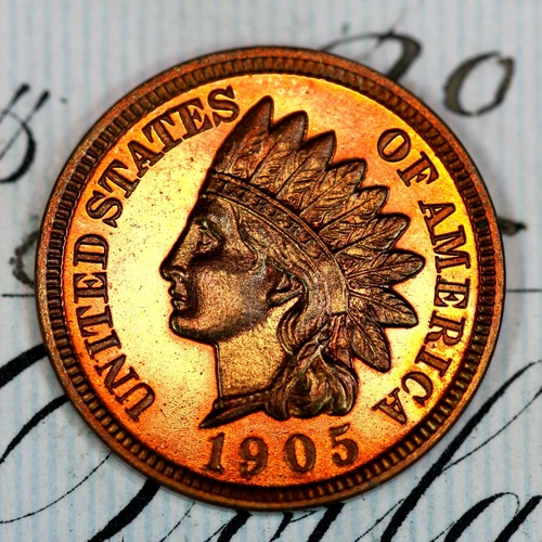 * 1905 CAMEO * PRISTINE+ BLAZING RED GEM PROOF INDIAN HEAD PENNY FROM COLLECTION