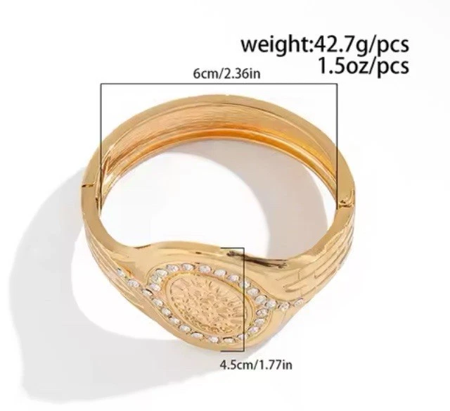 Dickes Armband Silberner Metall mit Strasssteinen- Armreif Damen- Modeschmuck - Bild 4 von 4