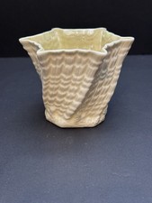 Vintage Irish Belleek Porcelain 4" Limpet Hexagon Flower Pot Decor EUC