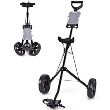 Folding 2 Wheel Push Pull Golf Club Cart Trolley Swivel w/Scoreboard Lightweight