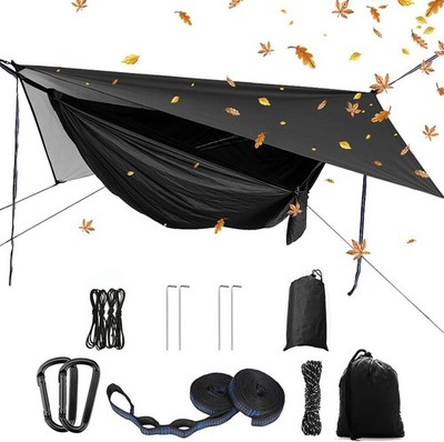 Portable Single Double Nylon High Strength Parachute Hammock Rainfly Black 