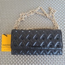 Valentino by Mario Valentino Black Cesare Leather Wallet on Chain Crossbody Bag