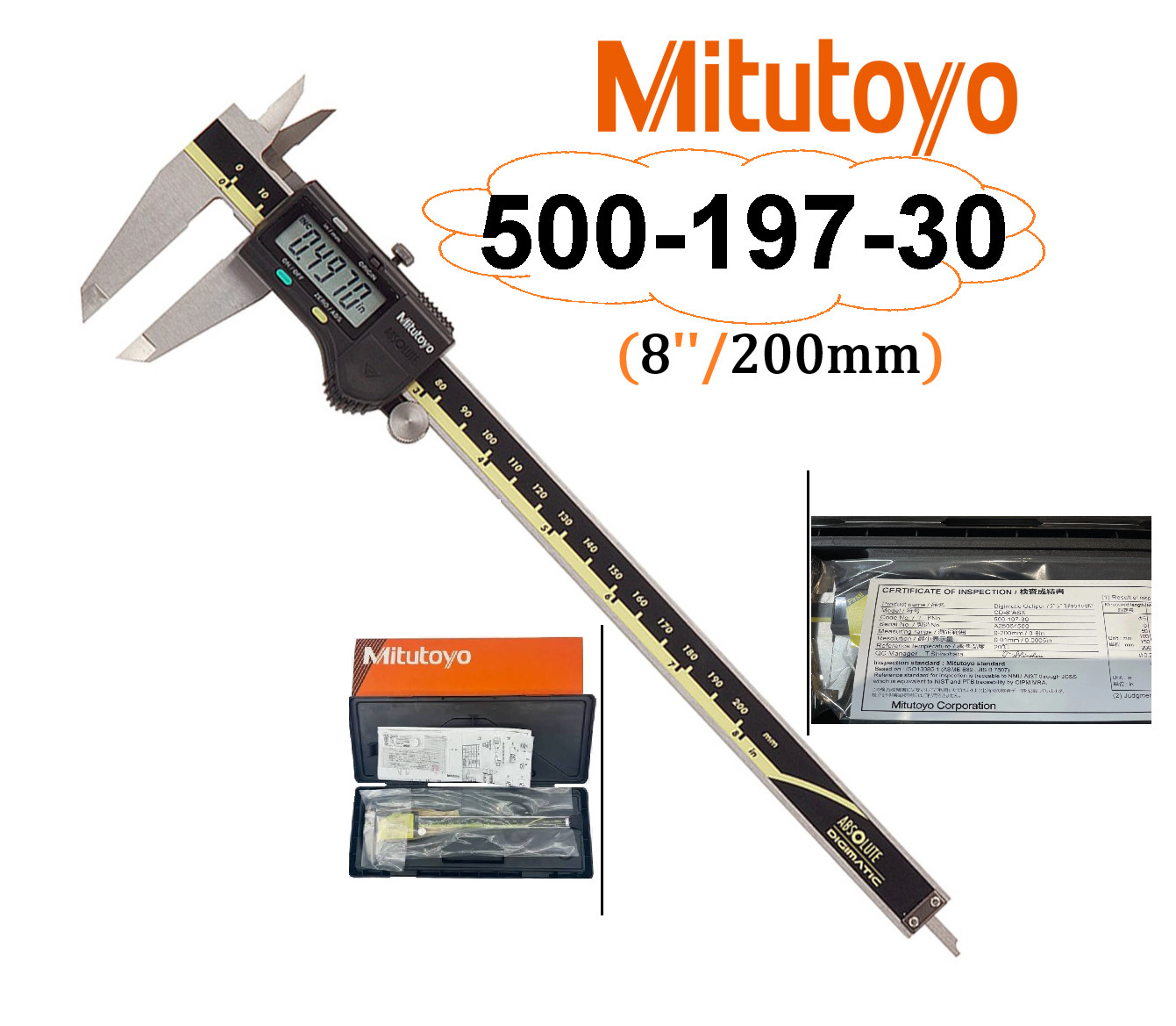 NEW Mitutoyo 200mm/8" Absolute Digital Digimatic Vernier Caliper 500-197-30 US