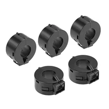 5pcs 15mm Ferrite Cores Ring Clip-On RFI EMI Noise Suppression Cable Clip Black