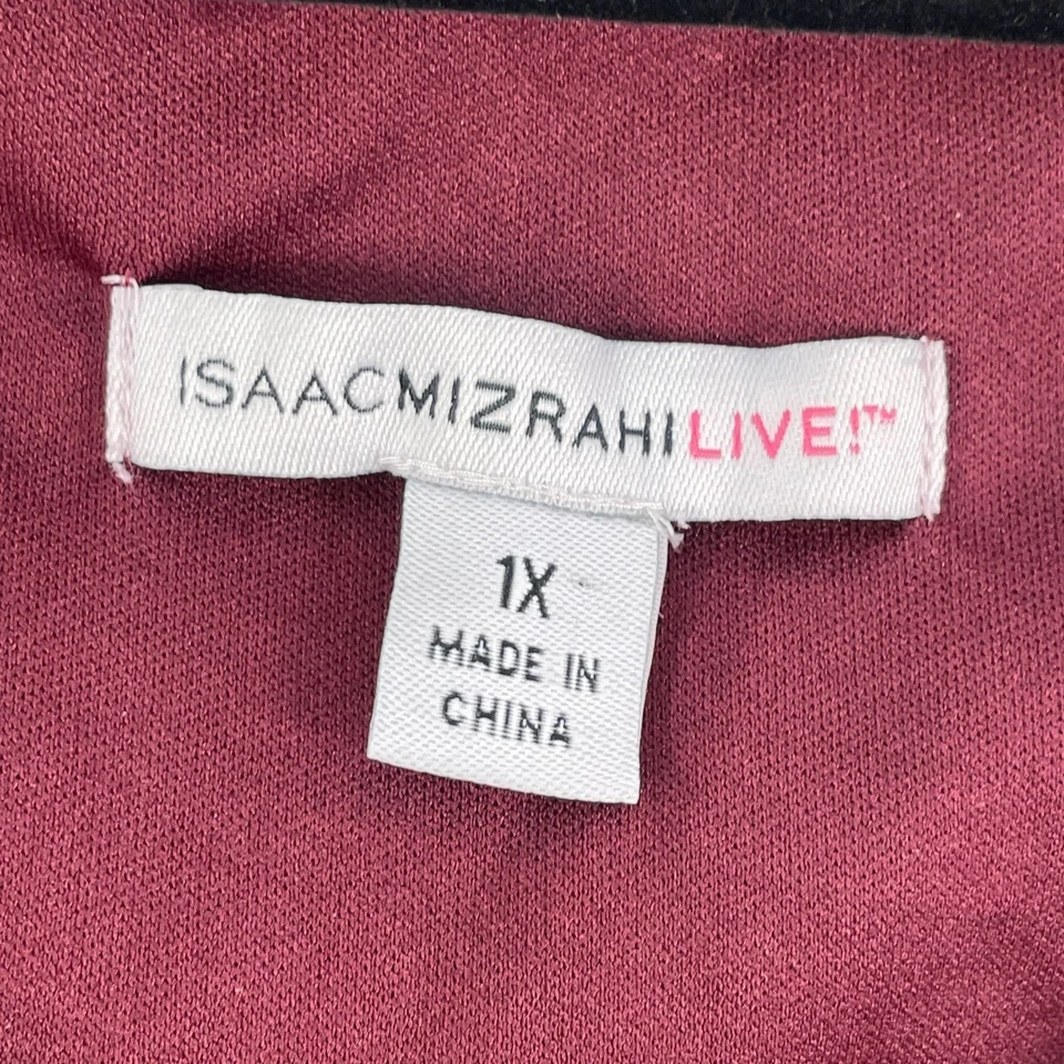 Isaac Mizrahi Live! Blusa Top Mujer Plus 1X Floral Púrpura Roja Manga 3/4 Foto 4 de 4