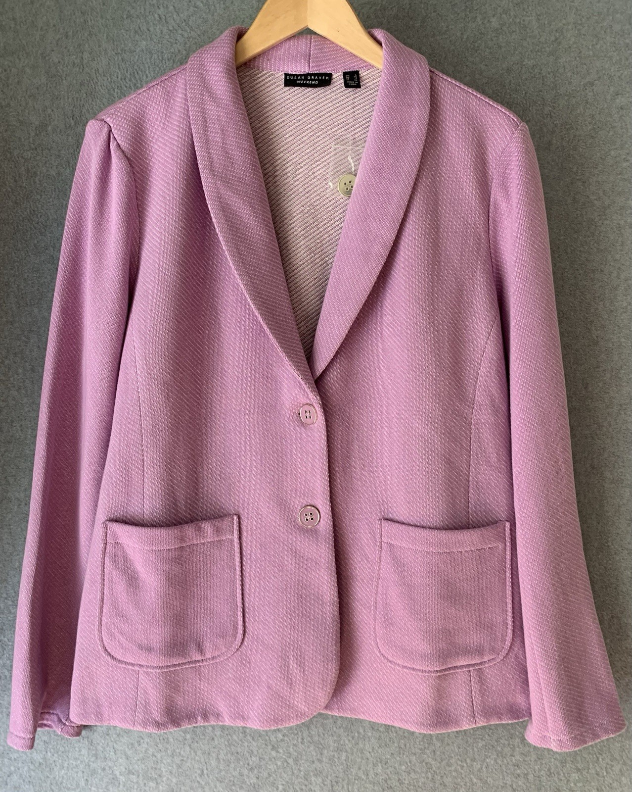 Susan Graver Weekend Lilac Sweater Blazer Sz L Cardigan Marina Knit Office