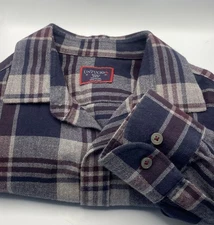 Untuckit Men’s S Navy Gray Plaid Flannel Button Down Slim Fit  Cotton McLntyre