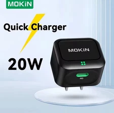 MOKIN 20W USB-C Fast Charger Block GaN+ PD 3.0, Super Small 1.5” X 1.4" - 1.3 oz