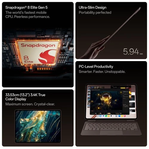 OnePlus Pad 4 Snapdragon® 8 Elite Gen 5 Platform 12GB + 512GB | WiFi | Sage Mist - Picture 3 of 10
