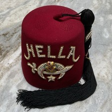 Freemason Shriner Jeweled HELLA Fez Hat/Anthony Nizzardini Co NY 7 1/4 W/Case