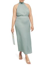 Reformation Lizbeth Halter Neck Dress in Celadon, Size 6