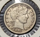 1901 Barber Silver Quarter Dollar 25c Twenty Five Cents Philadelphia Mint *385