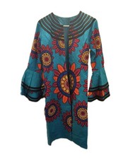 African Print 3/4 Length Bell Sleeved Jacket Size XS 40 Inches Long
