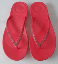 Image of FITFLOP IQUSHION SPARKLE SIZE 4/37 PINK RHINESTONE FLIP FLOPS BNWOT