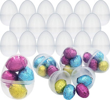 25-Count Fillable Transparent Easter Eggs with Hinge Bulk Clear Bright Plastic E