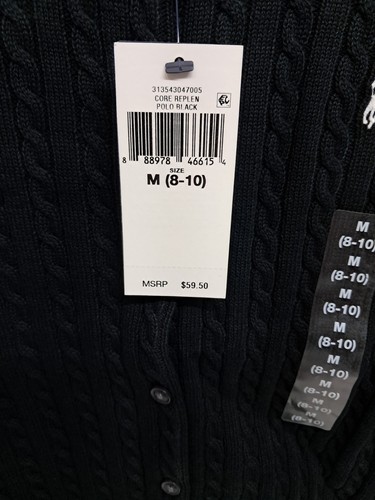 NWT Polo Ralph Lauren M 8-10 Cable Knit Button Up Sweater MSRP $59.50 - Picture 4 of 8