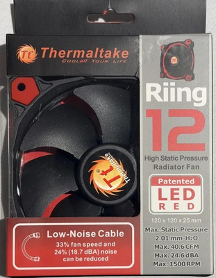 #ad Thermaltake CL F038 PL12GR A Riing 12 High Static Pressure Red LED Radiator Fan $19.91