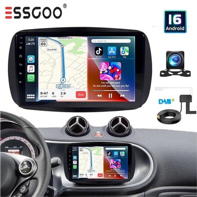 DAB+ Android 16 Autoradio BT Carplay GPS Navi Kam Für Smart Fortwo 453 2014-2019