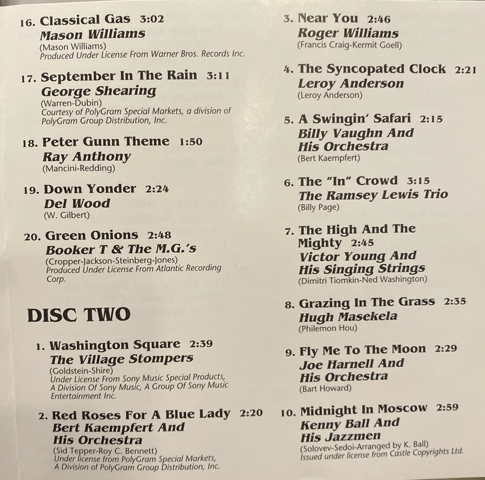 Great Instrumental Hits CD 1995 MCA, 2-Disc Set, 40 Tracks Foto 3 de 4