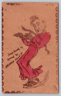 Oregon Missouri Something Is Going To Happen Soon Comic Leather Postcard