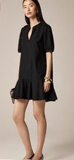 NWT!! J. CREW Delilah Dress Cotton Poplin Black Mini Ruffle XS New
