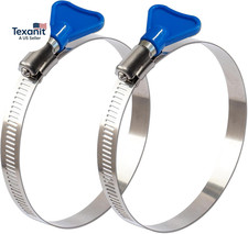 2Pcs 8 Inch Key-Type 304 Stainless Steel Worm Gear Hose Clamps, Adjustable Size