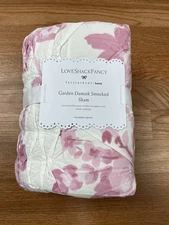 Pottery Barn Teen Love Shack Fancy Garden Damask Smocked Euro Sham Pink NEW