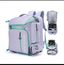 Ski Boots Bag Backpack 61L, Fully Padded Ski Snowboard Gear Bag Travel Backpa...